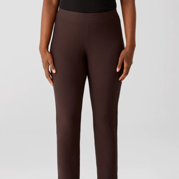 NWT Eileen Fisher Dark. Brownstone Washable Stretch Crepe Slim Ankle Pant - Picture 3 of 6